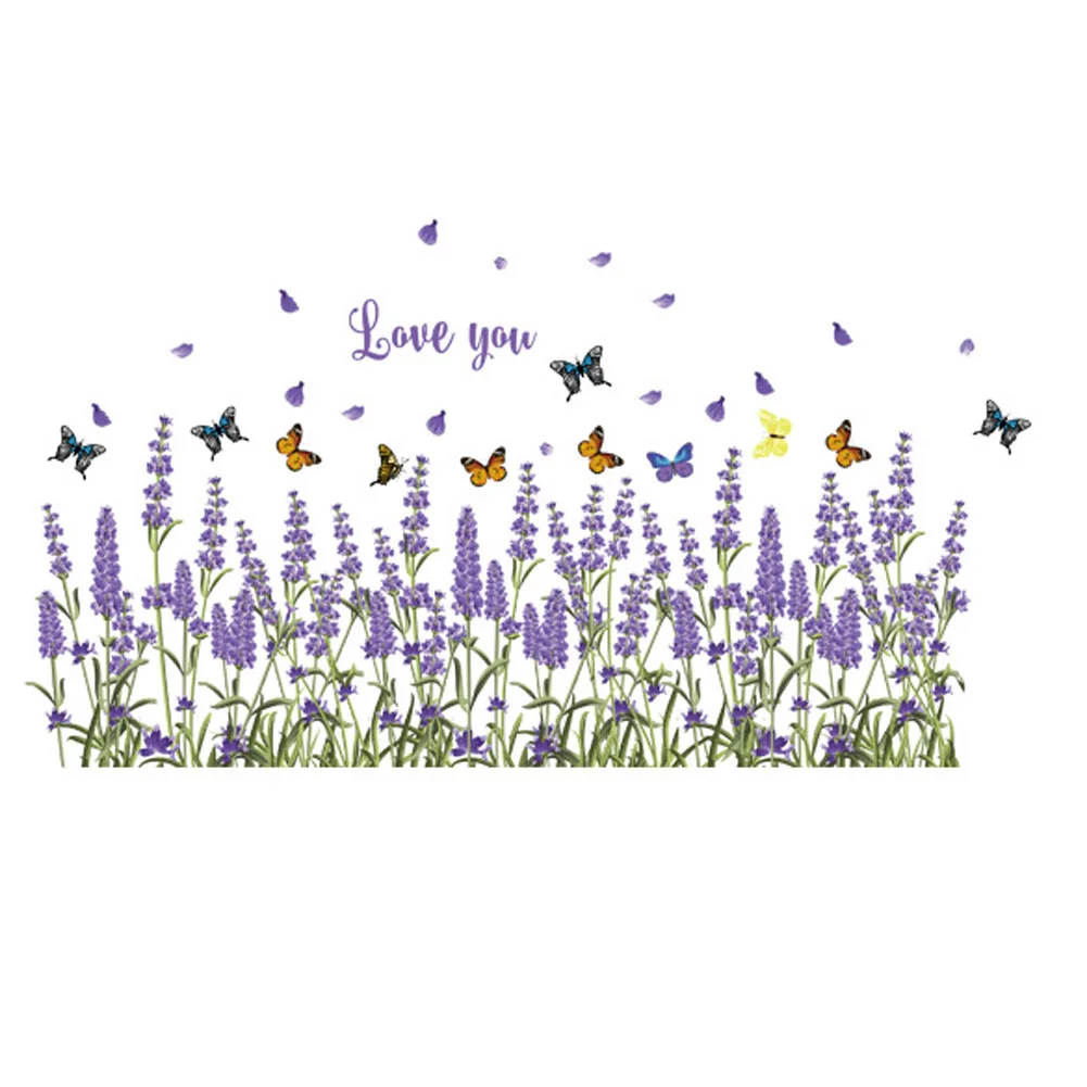 Новый DIY настенные Стикеры обои с лавандой все матч Стиль искусство панно