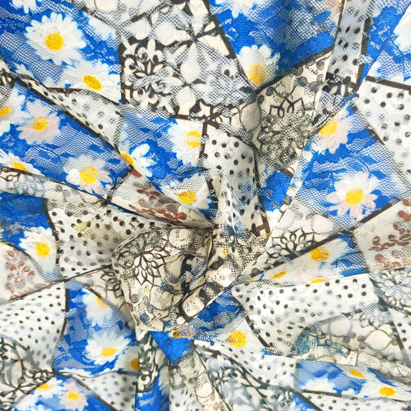 

Chrysanthemum lace fabric printing sexy breathable washable ladies decorative bra webbing cloth bag dress wholesale