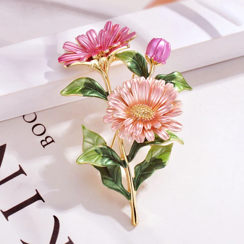 

New Fashion Brooch Enamel Daisy Brooches Chrysanthemum Flower Shape Metal Pins Women Luxury Party Metal Pins Jewelry Colorful