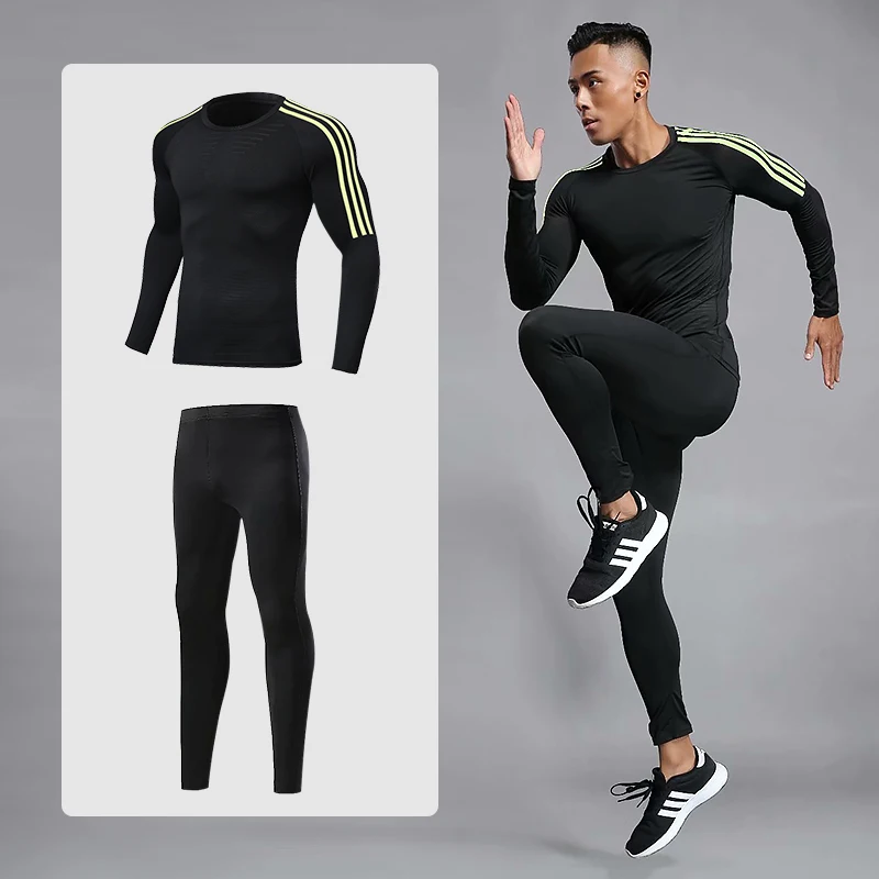 2-piece set YD-FU, мужская спортивная одежда для фитнеса, тренажерного зала, тренировочная одежда, спортивные костюмы для бега, спортивная одежда, сухая посадка - Цвет: 2-piece set