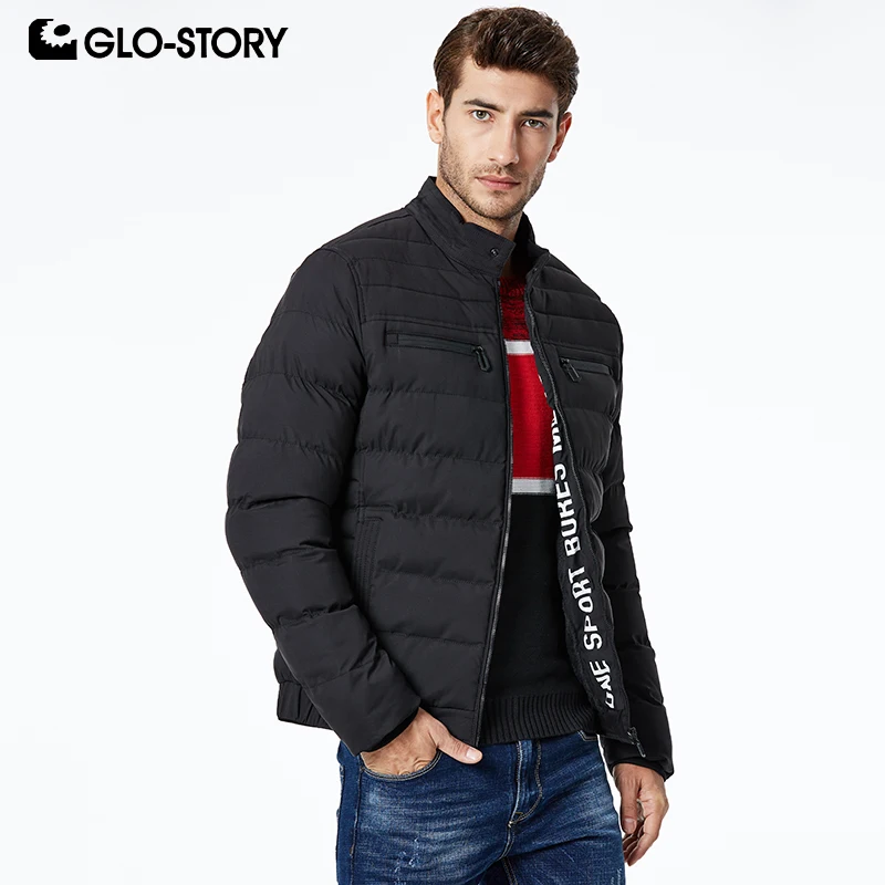 GLO STORY повседневные мужские парки на молнии с лоскутным воротником Мандарин