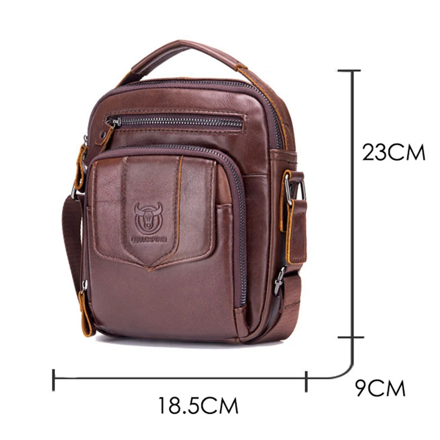 

New Genuine Leather Men's Crossbody Shoulder Bag Vintage Cowhide Messenger Bag For Male Small Casual Handbag