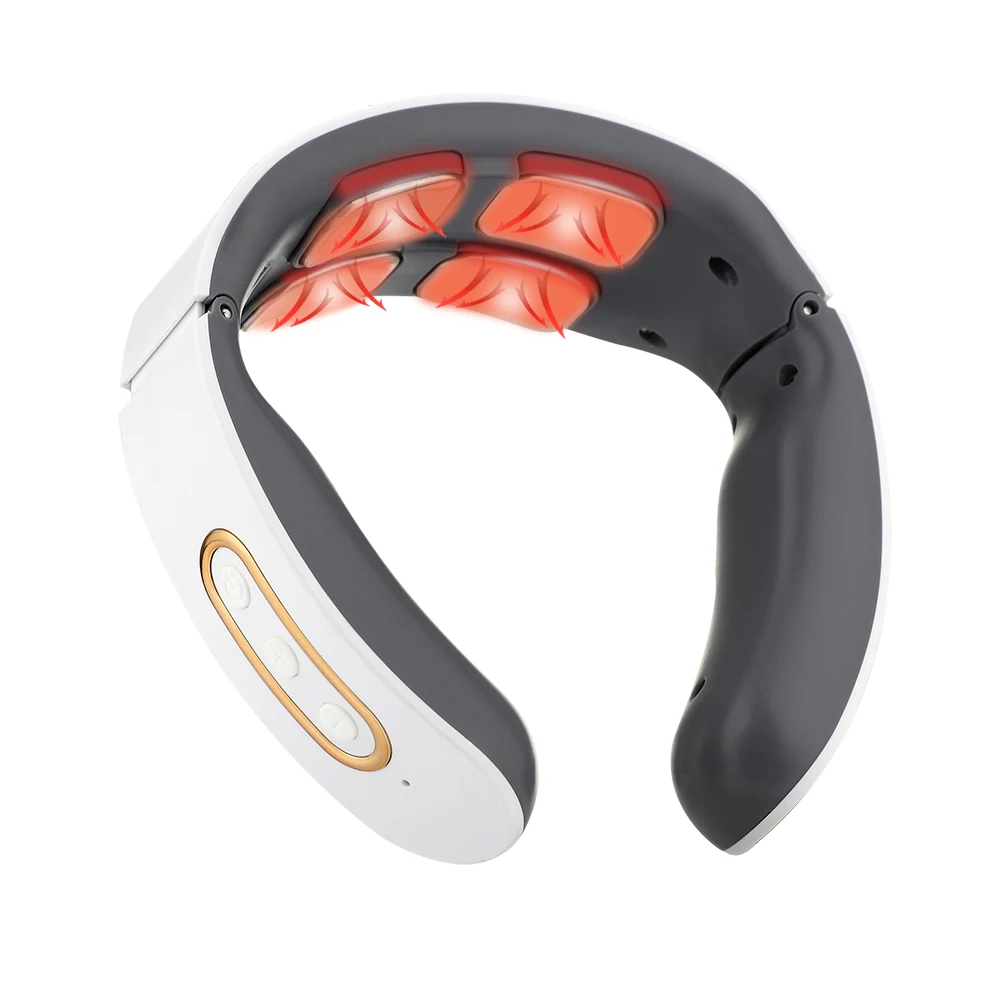 

Upgrade 4 Patches Neck Massager 6 Modes Micro-current Smart EMS Pulse Neck Massager Rechargeable USB Cervical Traction Therapy