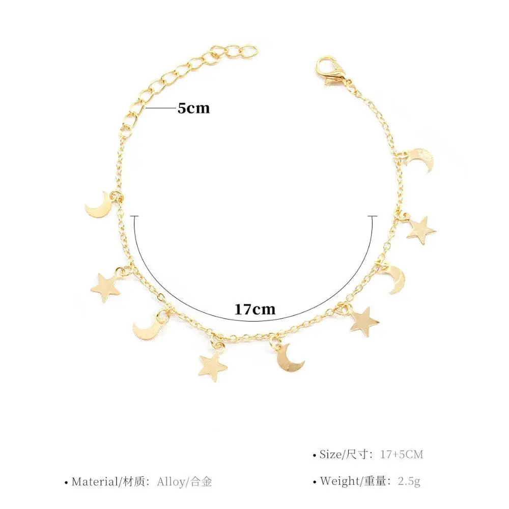 

2021 new fashion gold Moon Star Pendant Bracelet female accessories Bracelet Gift 4G