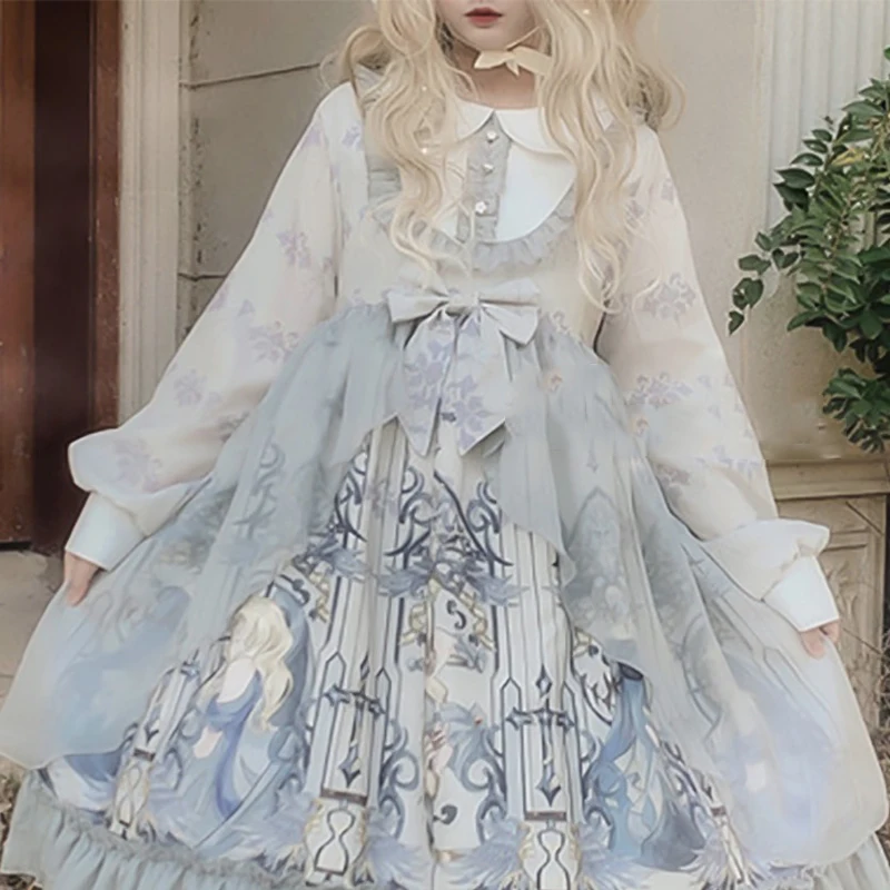 

Female Lolita Dress For Tea Party Japanese Kawaii Lolita Costume Gothic Long Sleeve Sweet Lolita Clothing Victorian Dress VO781