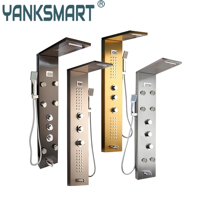 Смеситель для душа черный золотой матовый цифровой дисплей|Смесители душа| |