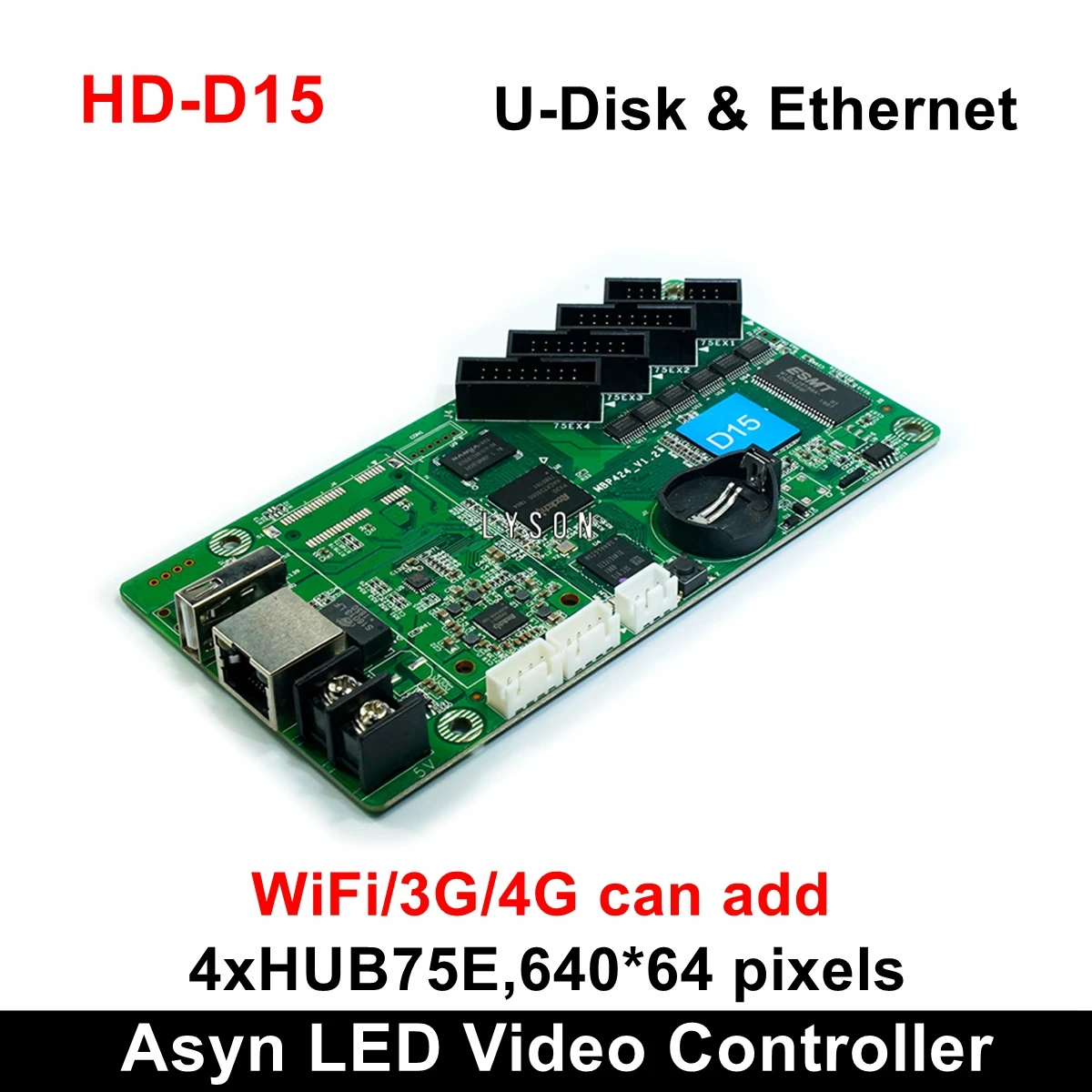 

Huidu HD-D15 WiFi, асинхронный полноцветный светодиодный дисплей, контроллер с поддержкой 640x64 пикселей