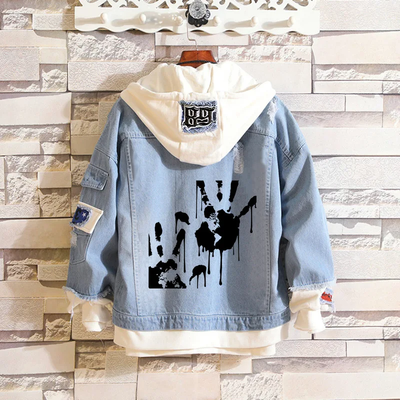 Куртка мужская джинсовая из денима, с капюшоном