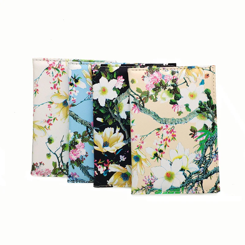 Для женщин Цвет печатных иллюстрации цветы Обложка для паспорта из искусственной кожи Красивые бумажник с ID