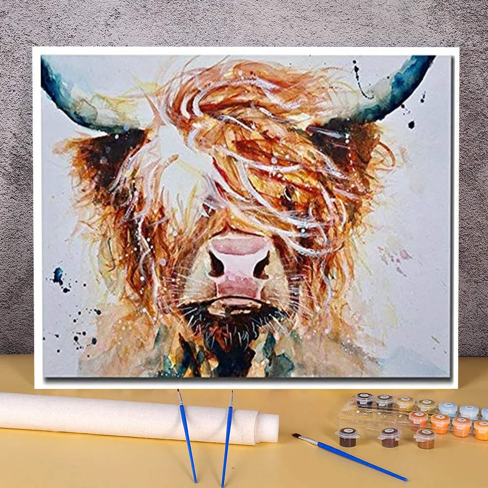 

Animal Cow Painting By Numbers Kit Acrylic Paints 40*50 Picture By Numbers Photo Paintings For Children Handiwork Handicraft