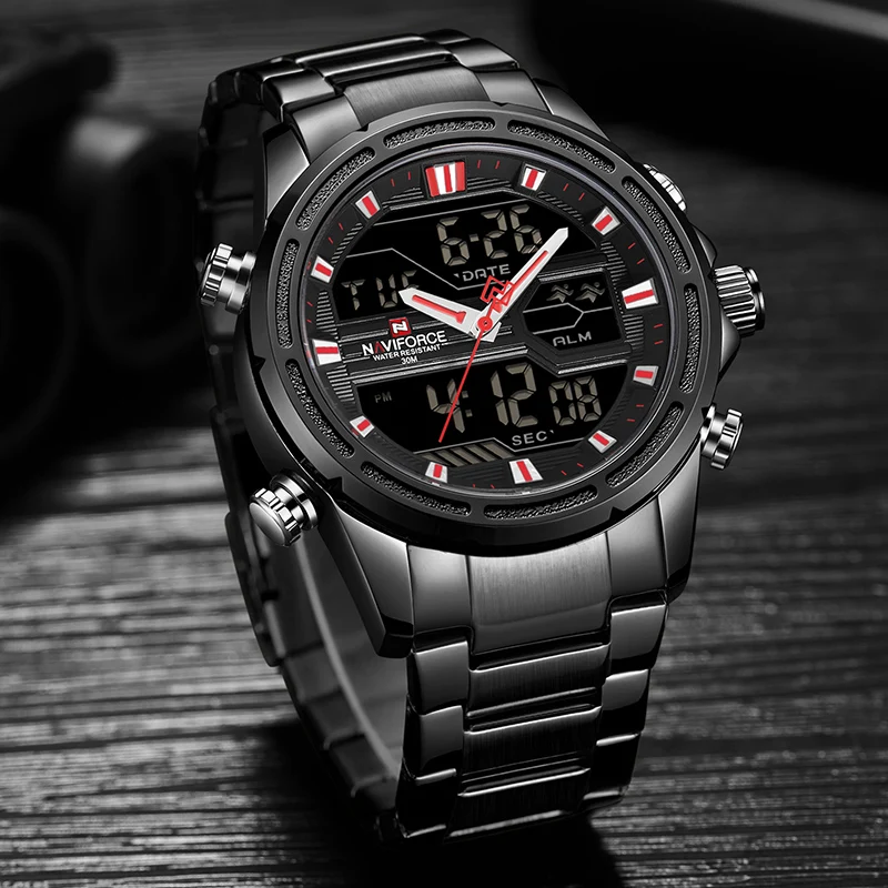 NAVIFORCE Watches Men's Brand Luxury Quartz Stainless-Steel Waterproof Male Army Military Hour Relogio Masculino | Наручные часы