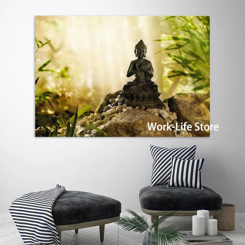 Классический портрет Зен камень Бамбук-буддизм Печать на холсте настенная