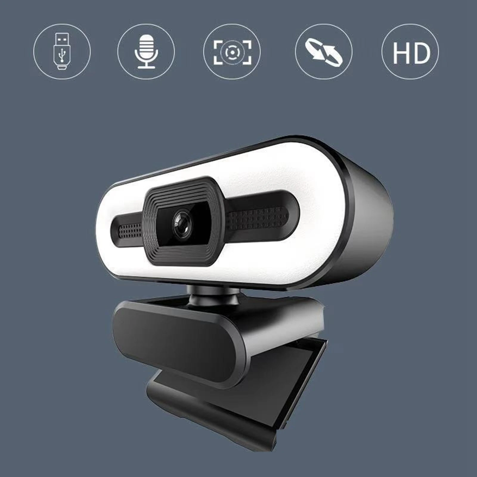 

Full HD Fill Light Web Cam with Microphone Conference Camera for PC Laptop