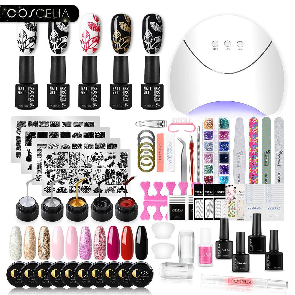 COSCLEIA 20 шт набор гель лаков для ногтей с 36 Вт УФ светодиодный светильник XSoak Off