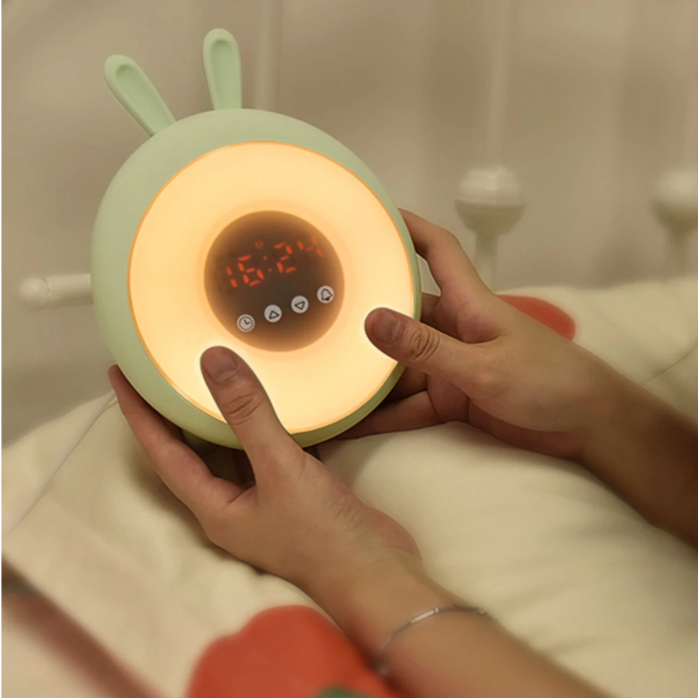 Светодиодный цифровой будильник с милым Кроликом сенсорное управление Повтор