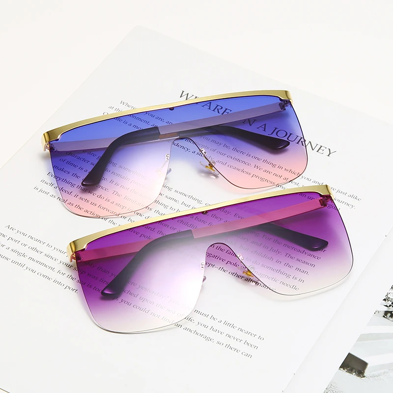 

New Rimless Sunglasses Brand Design Women Men Metal Oversized Sunglasses Luxury Fashion Eyewear UV400 Shades oculos de sol