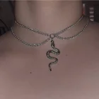 Женское Ожерелье-чокер Kpop на шею, Двухслойное ожерелье-чокер со змеиным плетением, Ювелирное Украшение 2021, чокер для девушек, чокер в готическом стиле