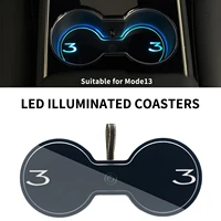 usb charging colorful intelligent led water cup pad luminous rgb coaster car atmosphere light for tesla model 3sx car interior
