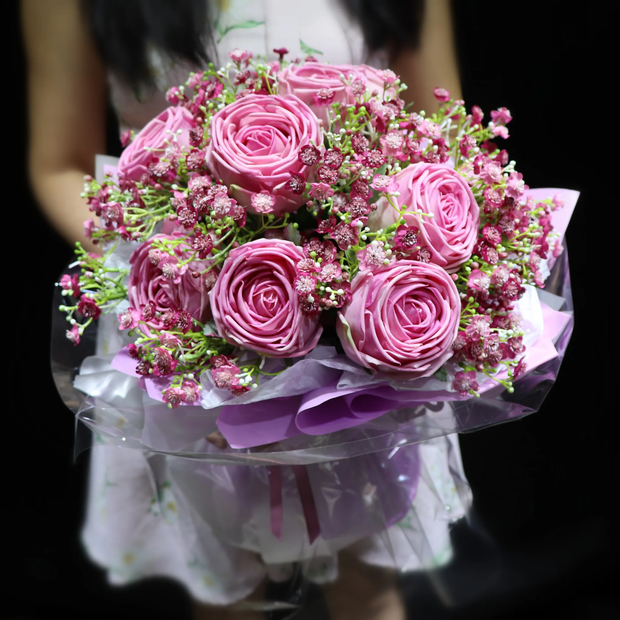 

9 шт., Роза Babysbreath, фиолетовый букет, искусственный цветок, Свадебный, праздничный, домашний декор, подарок на день матери-индиго