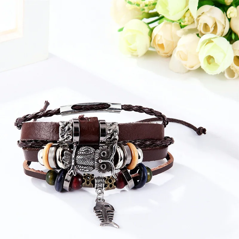 Модная новинка Женские винтажные Туфли коричневый Цвет Сова кожаный мужской