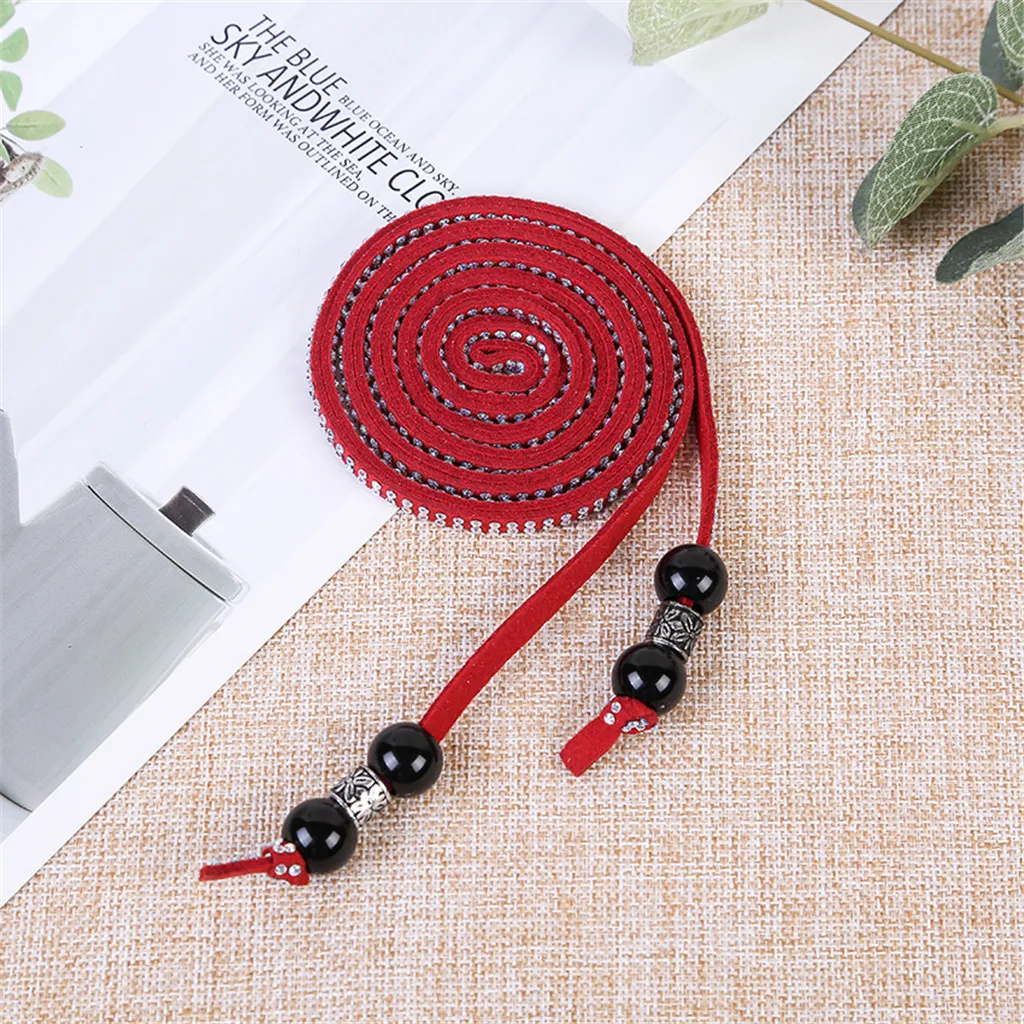 Женский ремень со стразами узкий эластичный однотонный пояс для платьев без