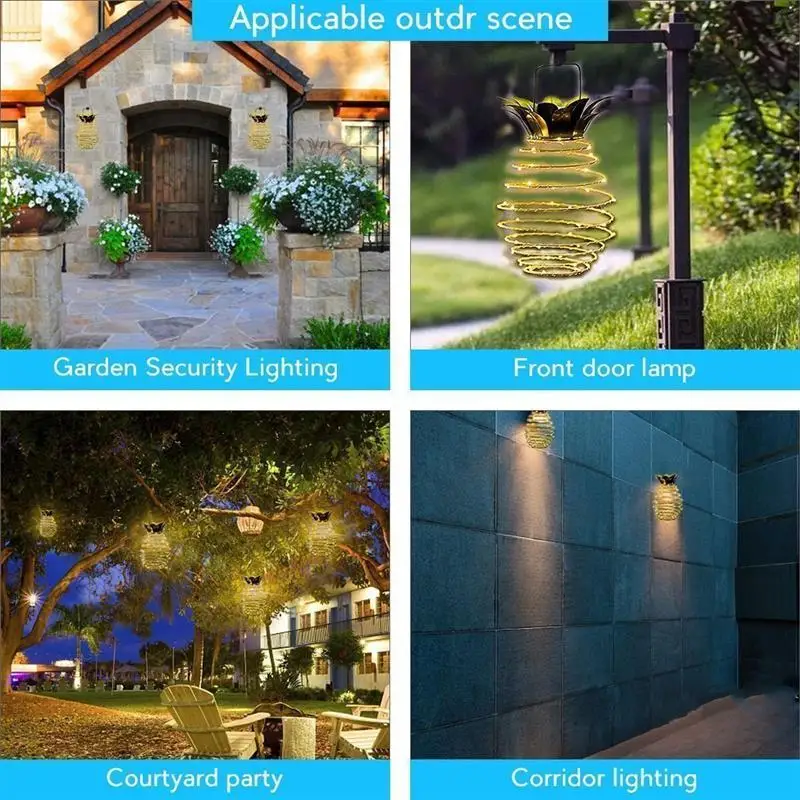 

Pineapple Lamp Solar Wrought Iron Outdoor Courtyard Garden Decoration Hanging Lamp LED Copper Wire String Light