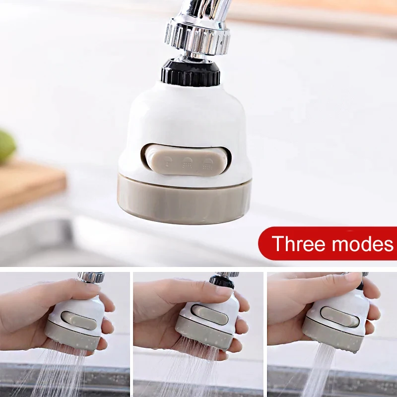 Bathroom Kitchen 3 Modes 360 Rotatable Tap Faucet Aerator Bubble Flexible Water Saving High Pressure Filter Adapter Sprayer |