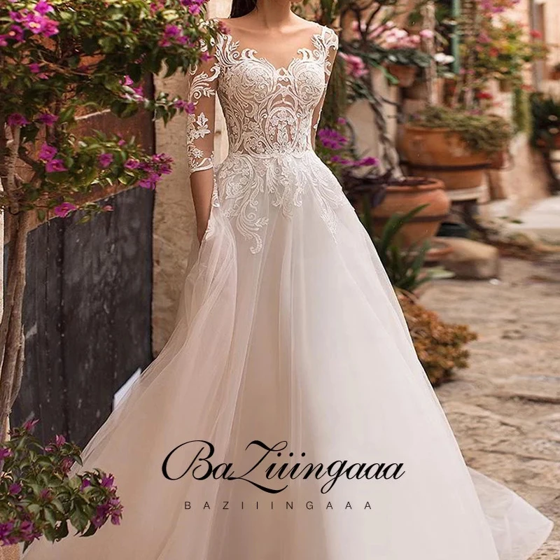 

Elegant Lace Mermaid Wedding Dress Full Floral Print Lace Up Church Suitable for Wedding Africa Europe Americas Bride