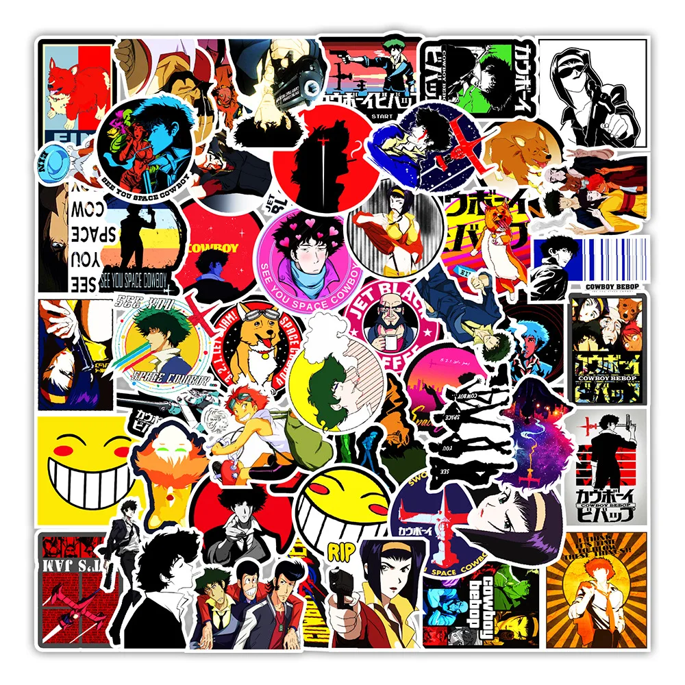 10/30/50 шт. Наклейки Cowboy Bebop Anime для багажа, скейтборда, ноутбука, телефона. Крутой граффити-наклейка водонепроницаемая, забавная детская игрушка.