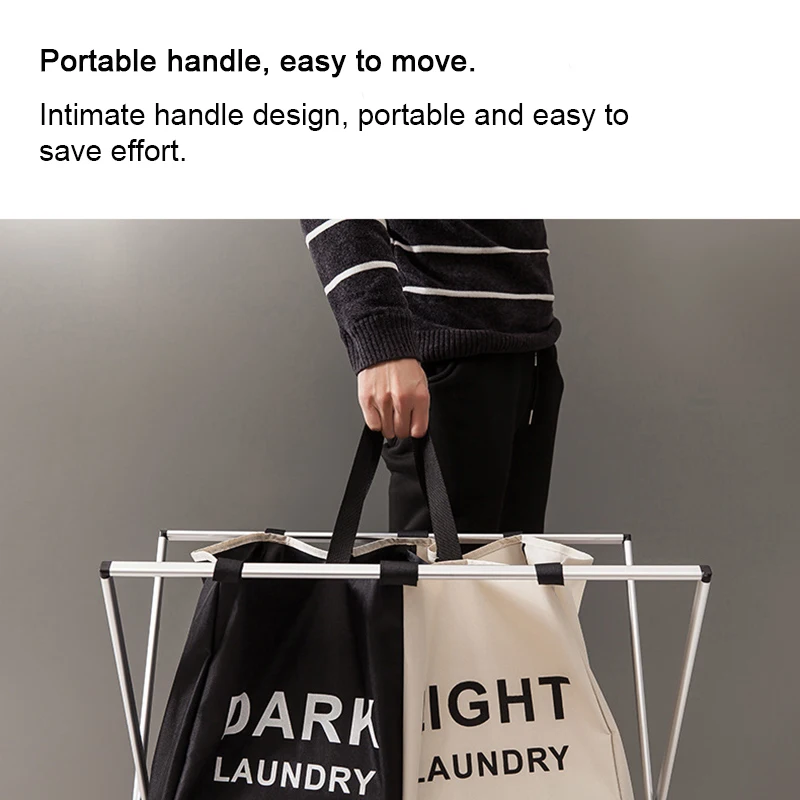 

Dirty Clothes Storage Basket Three Grid Organizer Basket Collapsible Large Laundry Hamper Waterproof Home Laundry Basket