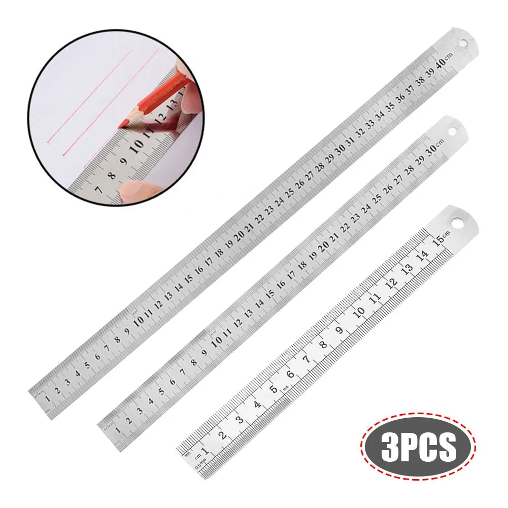 

15+30+40cm Ruler 3pcs Double-side Durable High Quality Kit Marking Metric