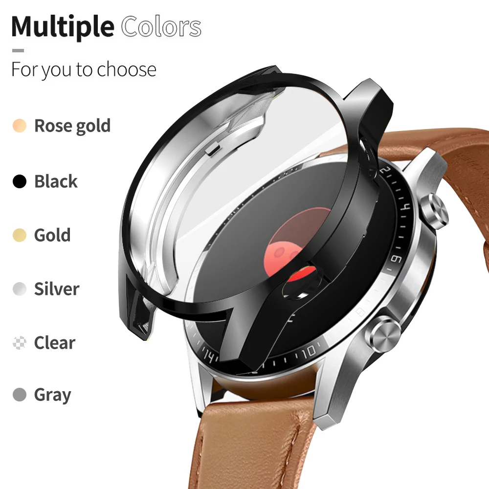 Soft TPU Plated Flexible Case for HUAWEI Watch GT 2 42MM 46MM Full Screen Protector Cover Anti-scratch High Quality Bumper Shell | Наручные