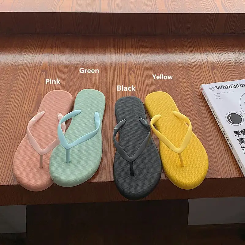 

Женские пляжные тапочки с плоской подошвой, простые однотонные тапки с рисунком, для праздника