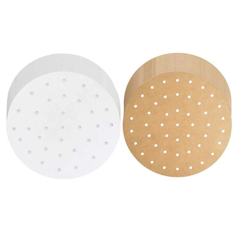 

200Pcs Air Fryer Paper For Baking - 9 Inch Round Precut Steaming Papers, Non-Stick Steamer Mat For Baking/Steaming