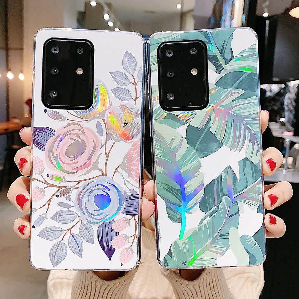 Лазерный чехол LOVECOM для телефона Samsung S21 S20 FE A72 A52 A51 A71 A42 A50 S10 S8 S9 Plus Note 20 10 мягкий