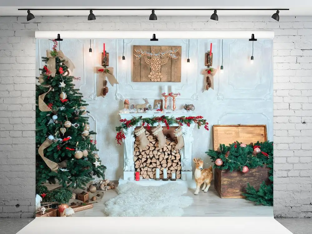

VinylBDS 7x5ft Christmas Background Photography Home Decor Christmas Studio Backdrop Elk Background For Photo Studio