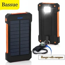 30000mAh Solar Power Bank Waterproof 2 USB Ports External Charger Powerbank For Xiaomi Smartphone with LED Light Solar Charger