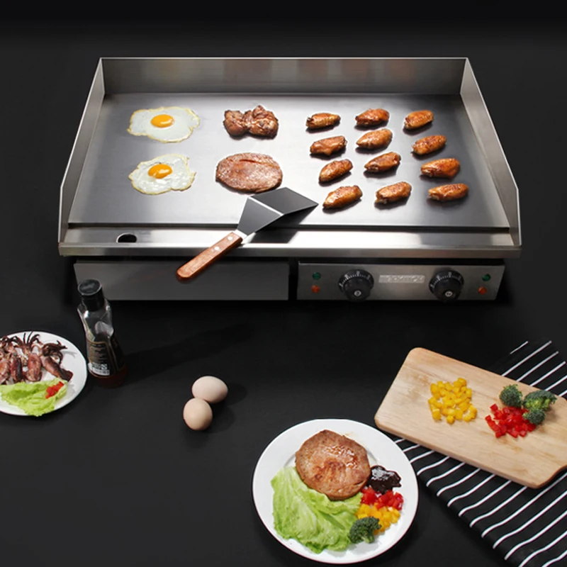 4.4KW Stainless Steel Electric Griddle Countertop Commercial Hot Plate BBQ Grill 220~240V grlha de churrascos bbq brazil electry | Бытовая