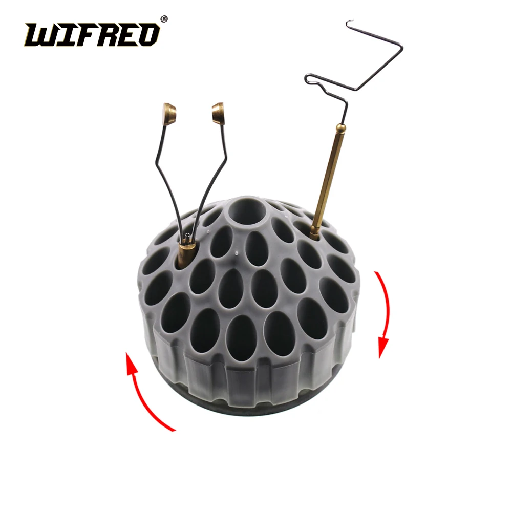 Wifreo 1PC 34 Storage Holes Rotating Fly Tying Tools Organizer Stand Station 10.2*8cm Honeycomb Rotated Storage Tool Boxes