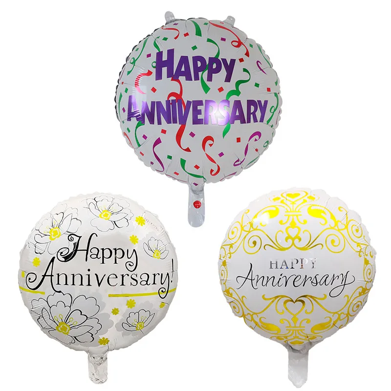 

10pcs 18inch Happy Anniversary Foil Balloons Birthday Party Decoration Balloons Wedding Party Supplies Inflatable Air Gobos Ball