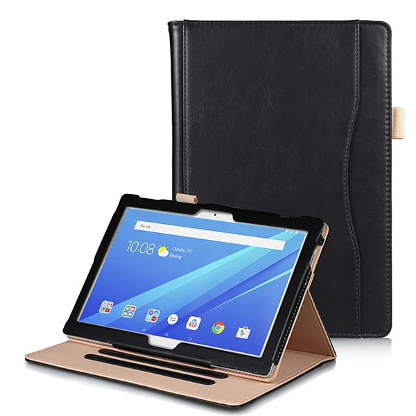 LVMP10 FMQC BK Чехол с подставкой Чехол для lenovo M10 планшет TB-X605F TB-X605L TB-X705F/X705L кожаный чехол для lenovo Tab P10 10,1 чехол ремешок ручка - Цвет: LVMP10 FMQC BK