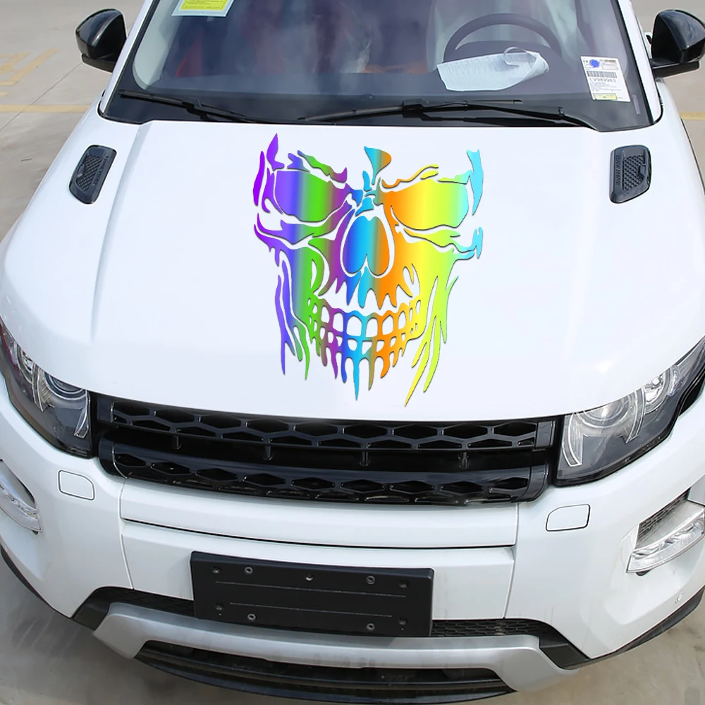 1Pcs Skull Decal Horrific Skeleton Vinyl Car Hood Window Stickers Vehicle Styling Removable Waterproof Sticker Reflective | Автомобили и