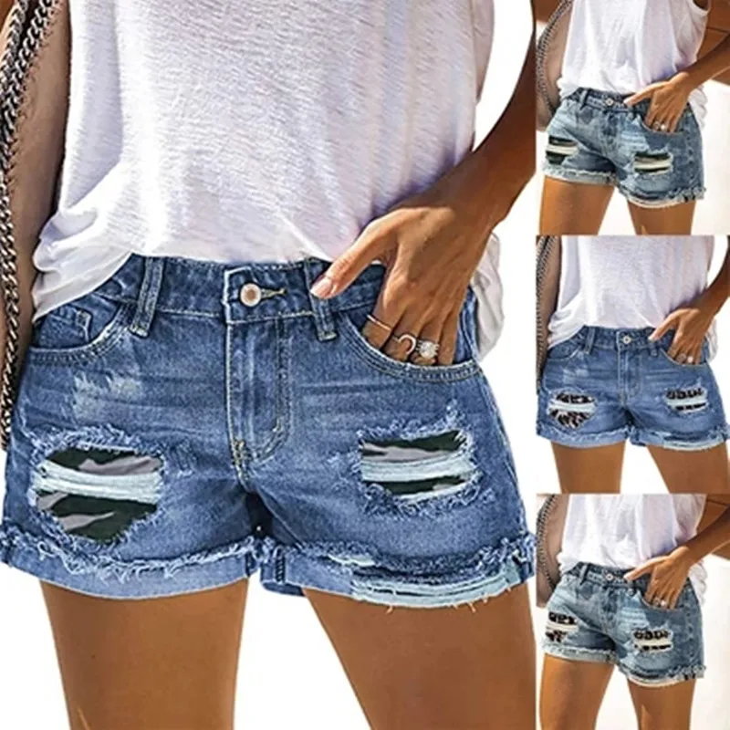 

Jeans High Waist Fashion Womens Pocket Solid Jeans Denim Pants Female Hole Bottom Casual Shorts Pants