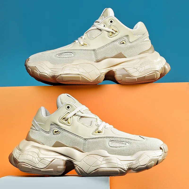 Модные мужские кроссовки из натуральной кожи для бега Yeezys на танкетке