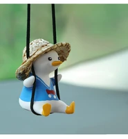 gypsum anime car accessories straw hat duck pendant auto rearview mirror ornaments birthday gift auto decoraction car fragrance