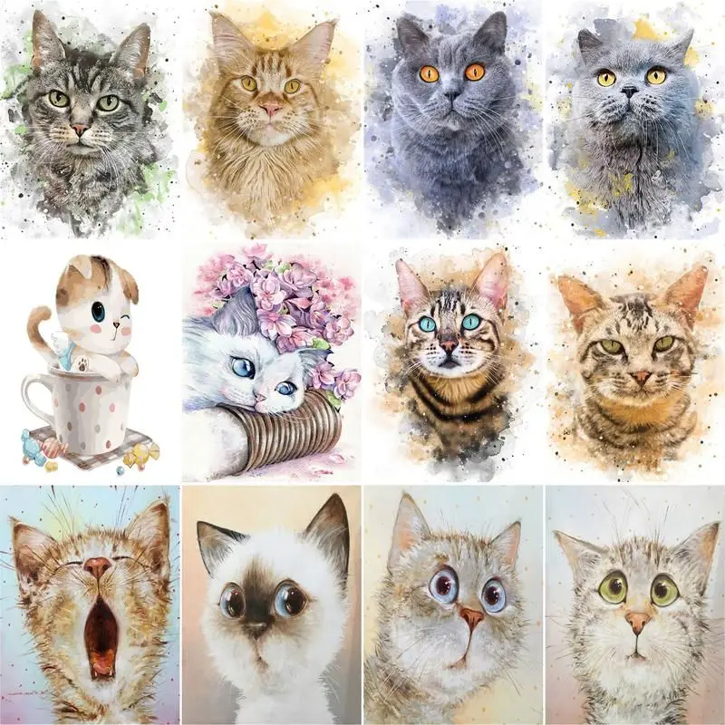 

Lovely Cute Cat DIY Paint By Numbers For Adults Kids HandPainted Oil Painting Animal Picture Home Wall Decor Holiday Gift