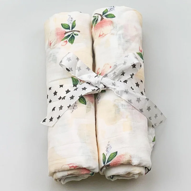 2pcs/set Newborn Baby Blanket Cotton Blanket Cartoon Pattern Multi-use Infant Stroller Cover Towel Baby Muslin Swaddle Wrap - Цвет: 18