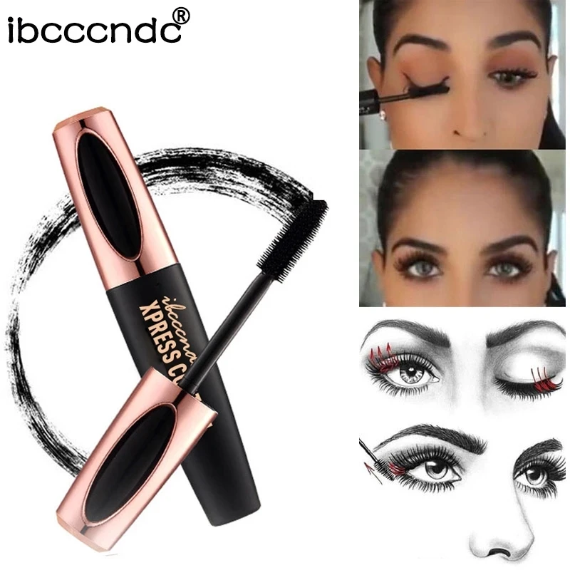 

Ibcccndc 4D Silk Fiber Eye Lash Mascara Waterproof Long Curling Eyelashes Extension Black Thick Lengthening Eye Cosmetic Make Up