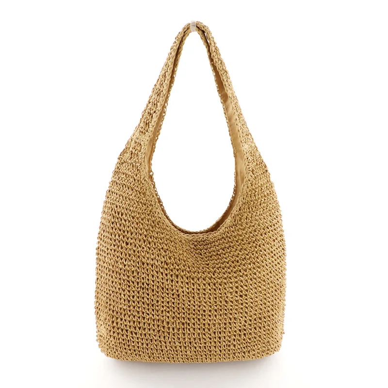

Повседневная плетеная Сумка-тоут для женщин, летняя вместительная пляжная сумочка ручной работы для отпуска, мешок на плечо для подмышек
