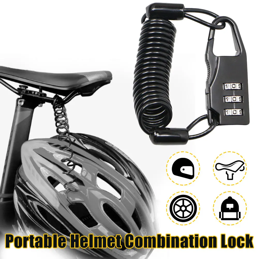 

Bicycle Helmet Lock Durable Practical Multi-functional 3 Digit Combination Steel Wire Cable Lock Backpack Lock